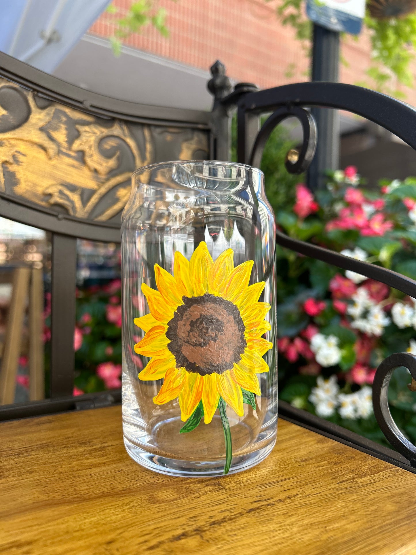 Hand painted Sunflower Beer Glass