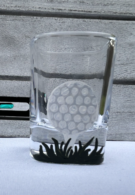 Hand-painted golf ball painted shot glass