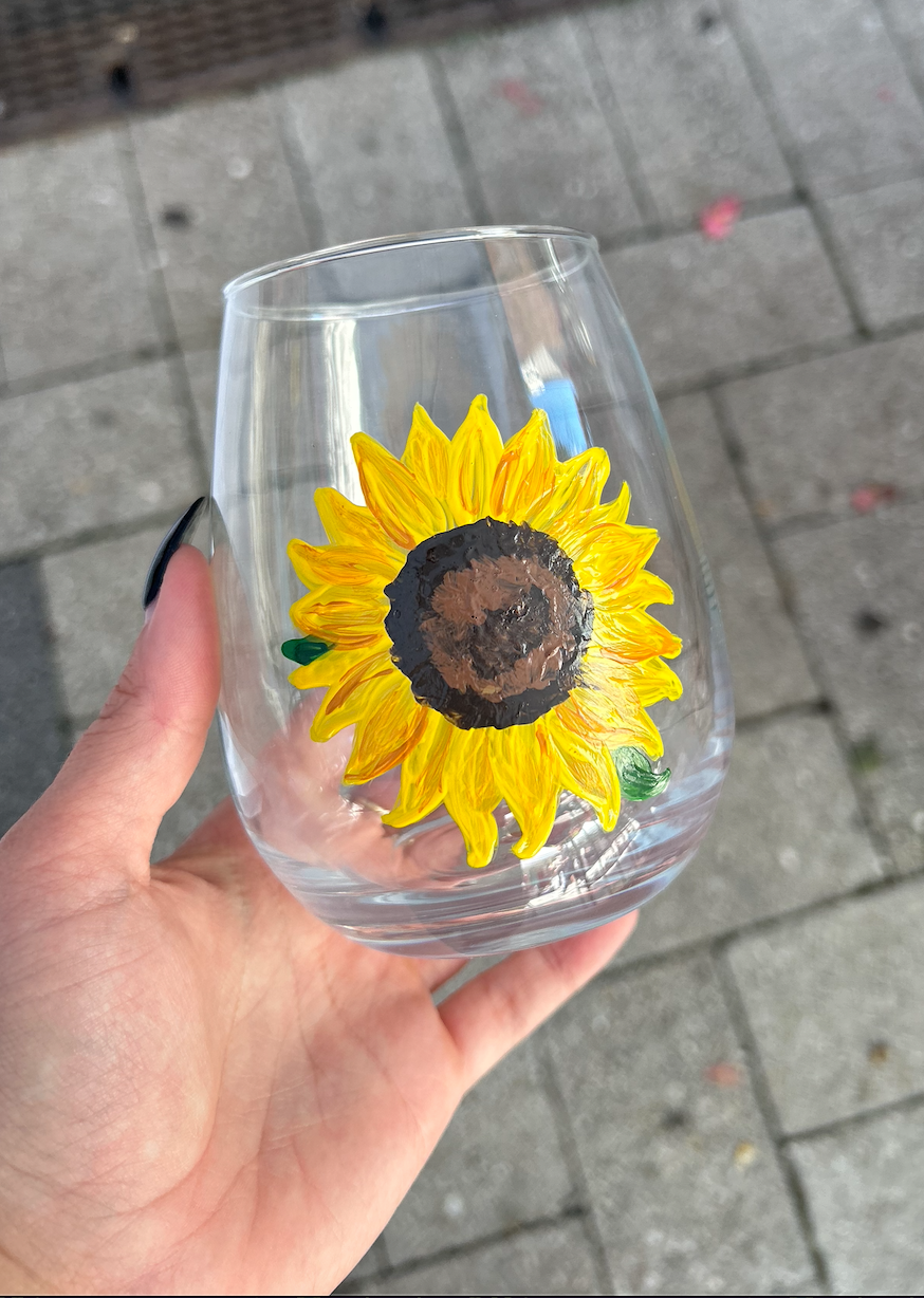 Sunflower Stemless Wine Glass