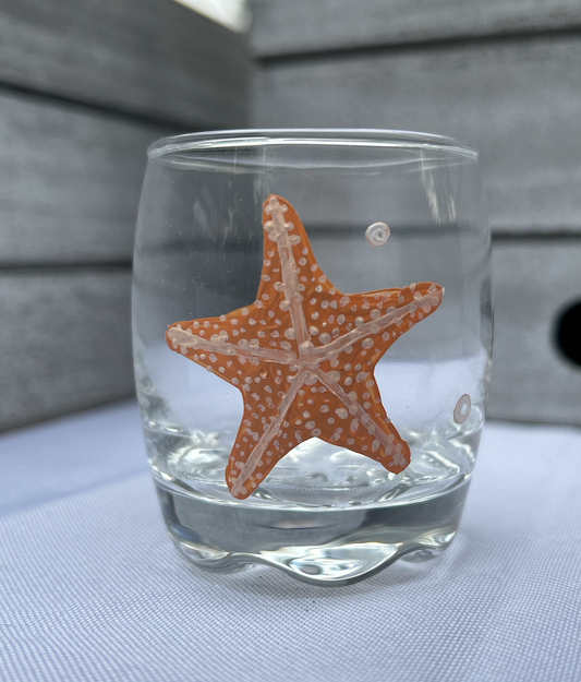 Starfish painted onto a shot glass