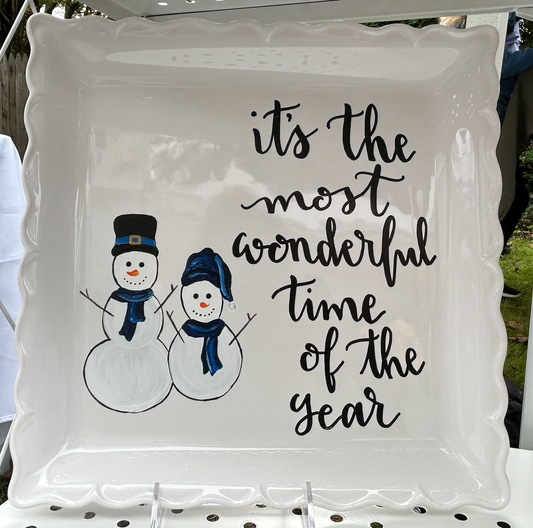 Snowmen Serving Platter | It's the Most Wonderful Time of the Year Holiday Platter