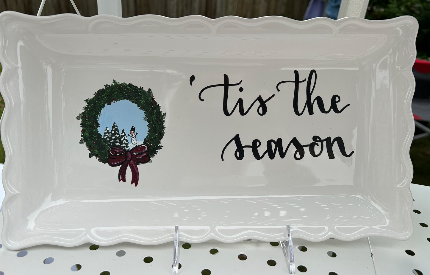 Snowman Christmas Wreath Serving Platter | 'Tis the Season Holiday Platter