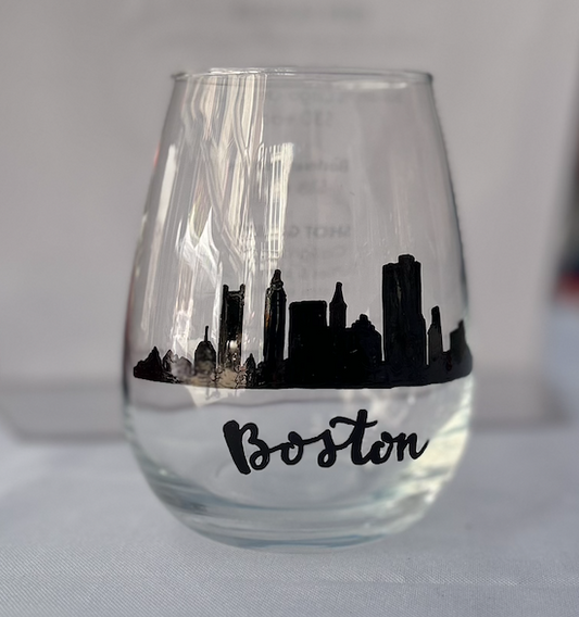 Boston Skyline Wine Glass
